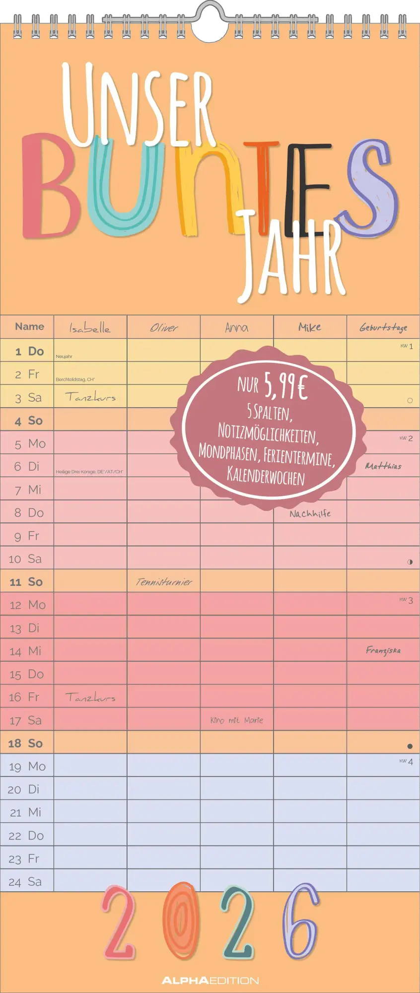 Cover: 4069095003163 | Unser buntes Jahr 2026 Familienplaner - Terminkalender -...