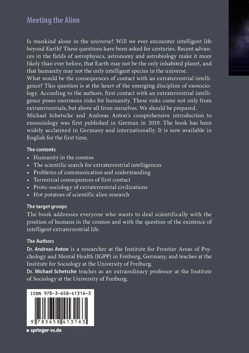 Rückseite: 9783658413163 | Meeting the Alien | An Introduction to Exosociology | Anton (u. a.)