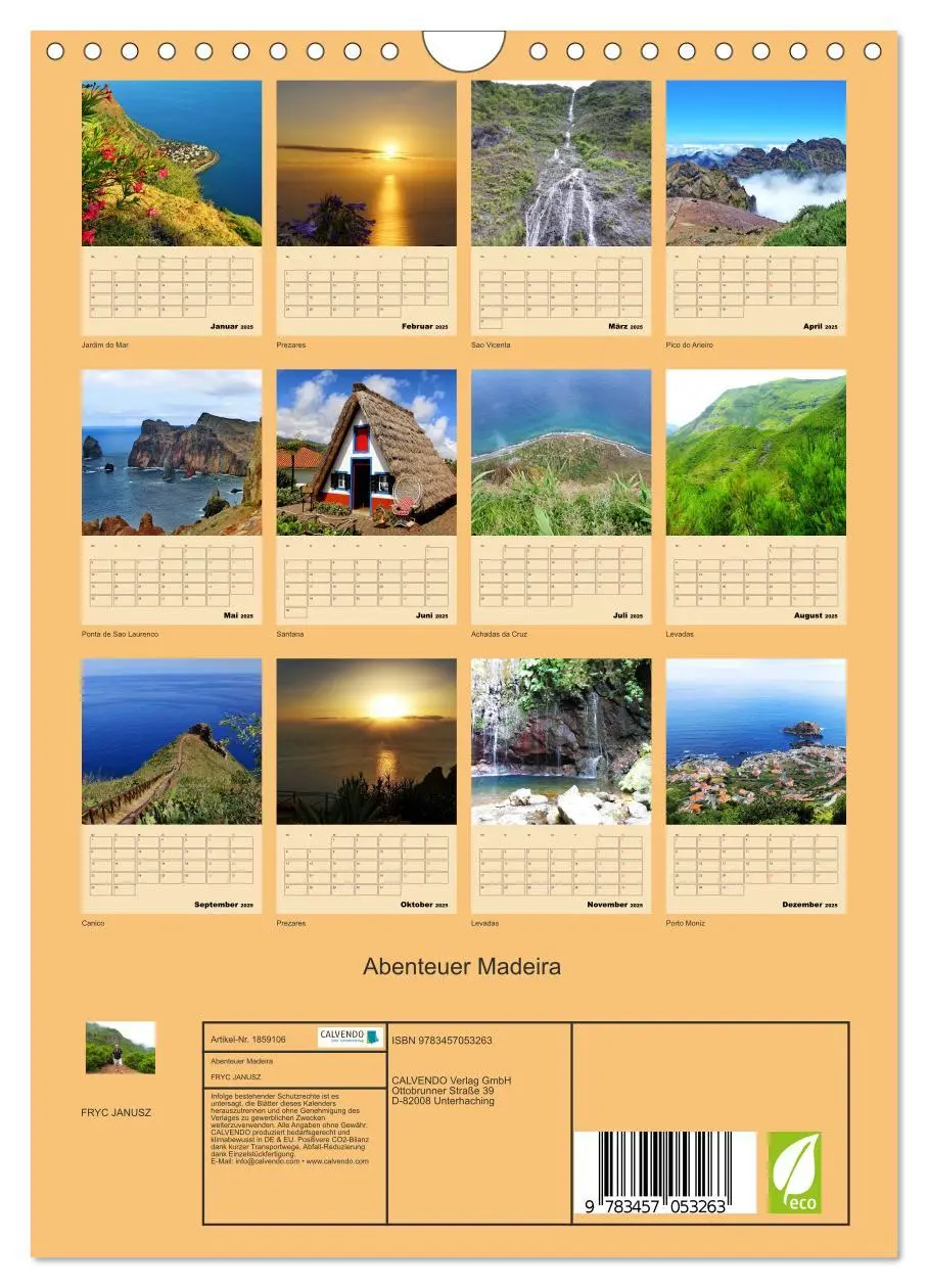 Bild: 9783457053263 | Abenteuer Madeira (Wandkalender 2025 DIN A4 hoch), CALVENDO...