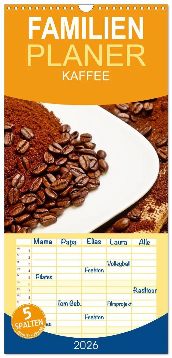 Cover: 9783516523263 | Familienplaner 2026 - KAFFEE 2026 mit 5 Spalten (Wandkalender, 21 x...