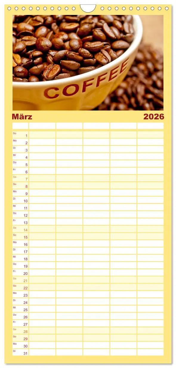 Bild: 9783516523263 | Familienplaner 2026 - KAFFEE 2026 mit 5 Spalten (Wandkalender, 21 x...