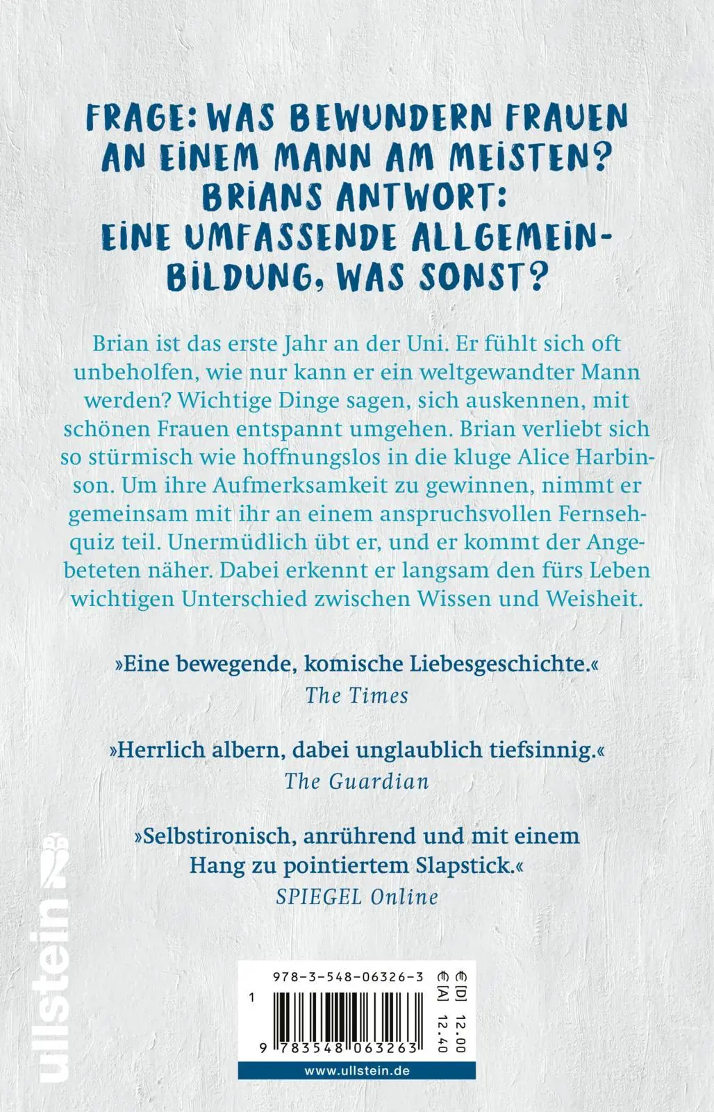 Rückseite: 9783548063263 | Keine weiteren Fragen | Roman | David Nicholls | Taschenbuch | 439 S.