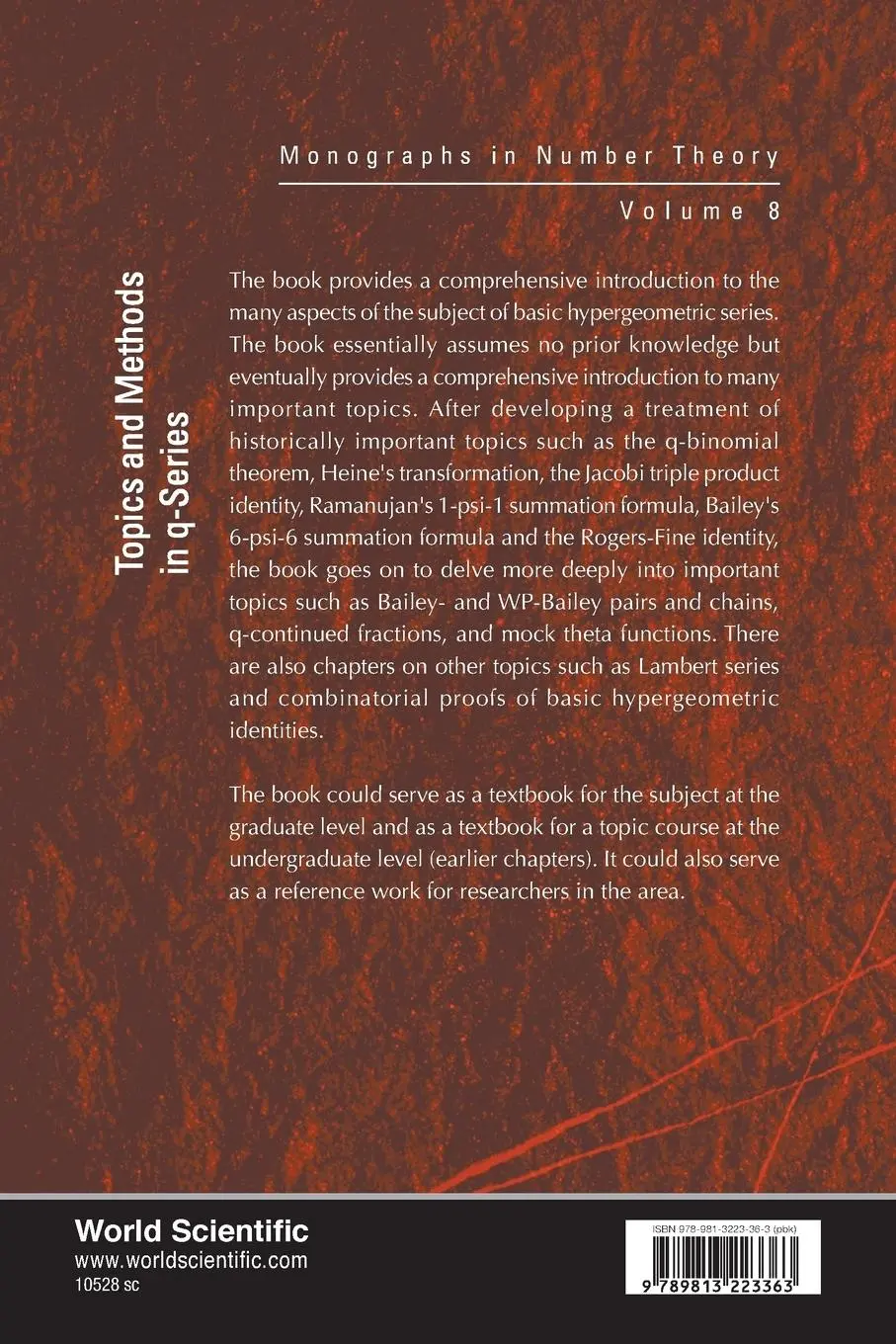 Rückseite: 9789813223363 | TOPICS AND METHODS IN Q-SERIES | James Mc Laughlin | Taschenbuch