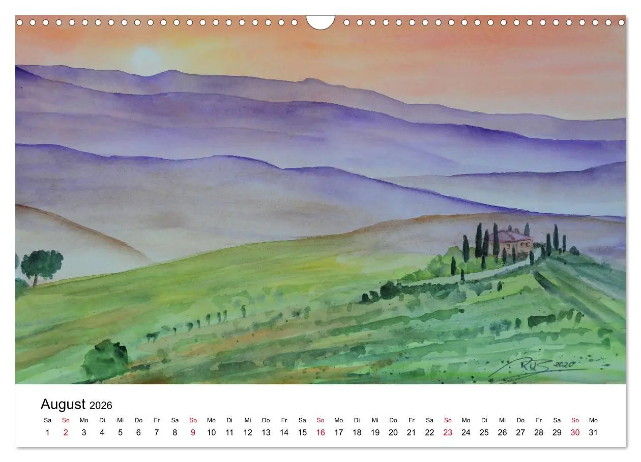 Bild: 9783457893463 | Landschafts-Aquarelle 2026 Roswita Ilona Baumann (Wandkalender 2026...