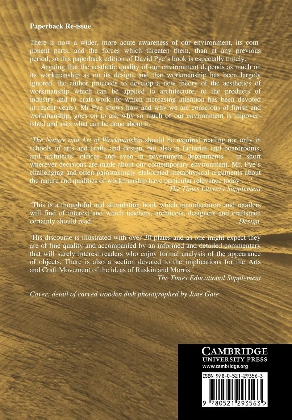 Rückseite: 9780521293563 | The Nature and Art of Workmanship | David Pye | Taschenbuch | Englisch