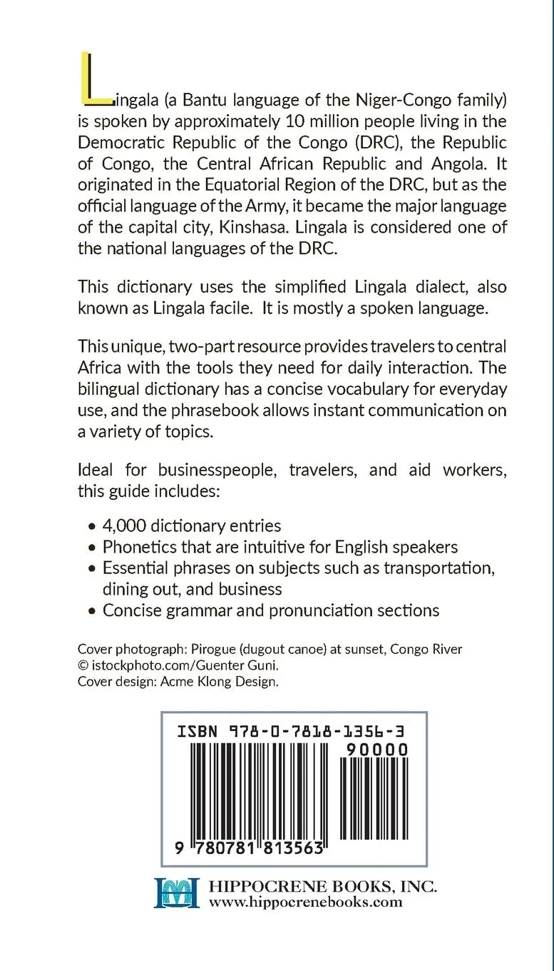 Rückseite: 9780781813563 | Lingala-English/English-Lingala Dictionary &amp; Phrasebook | Mawadza