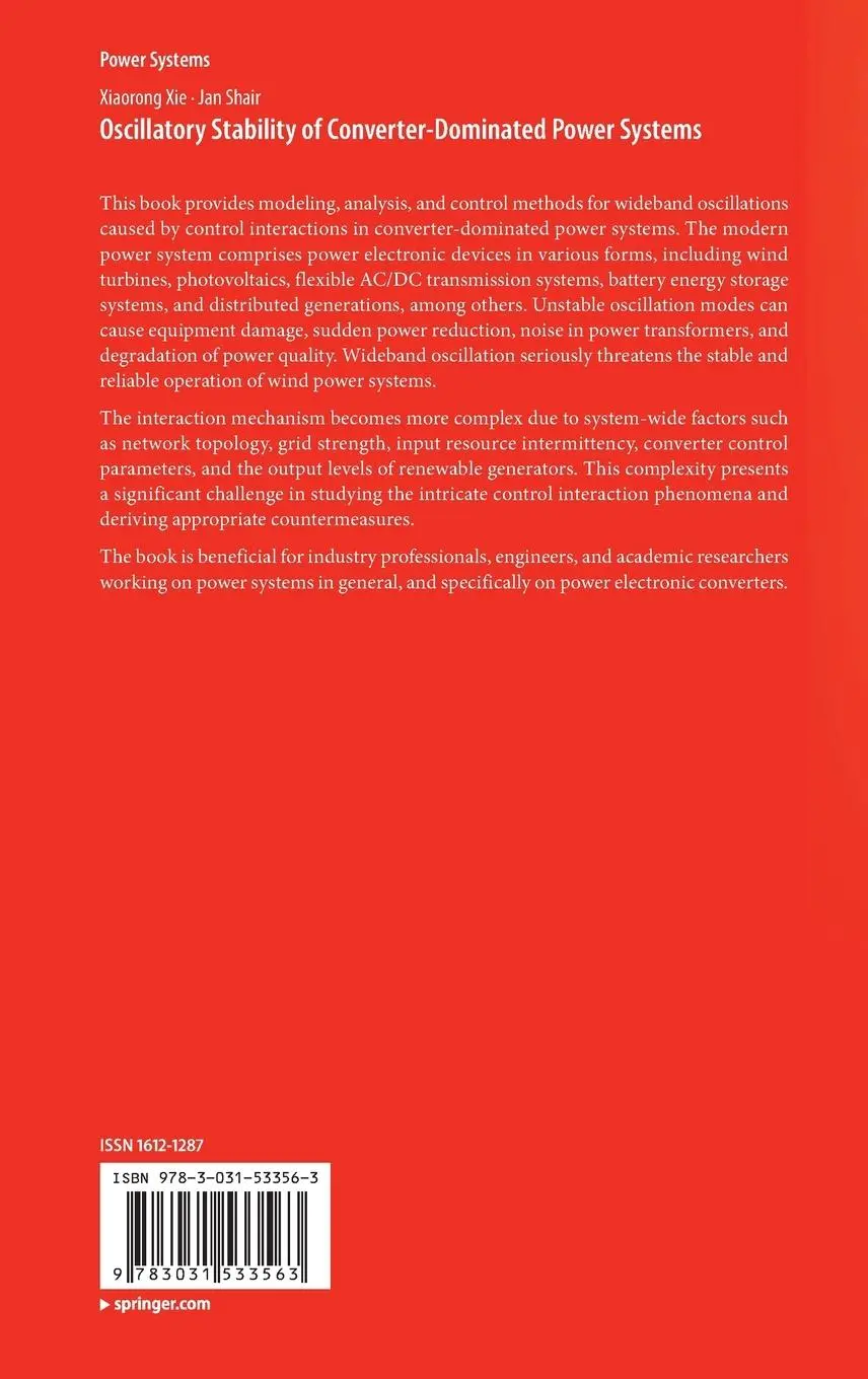 Rückseite: 9783031533563 | Oscillatory Stability of Converter-Dominated Power Systems | Buch | xv