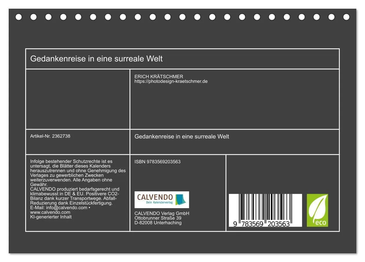 Bild: 9783569203563 | Gedankenreise in eine surreale Welt (Tischkalender 2027 DIN A5...