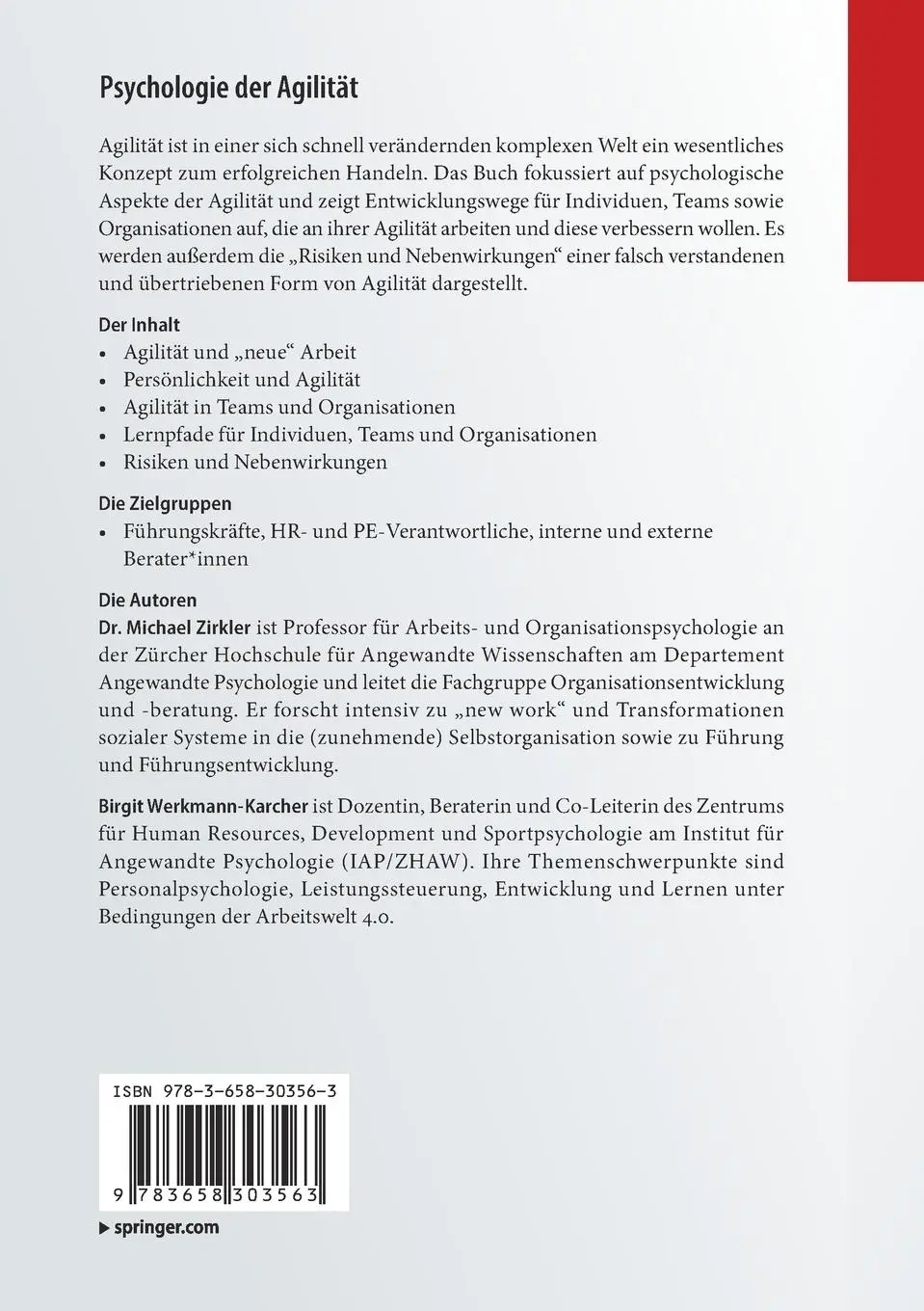 Rückseite: 9783658303563 | Psychologie der Agilität | Lernwege für Individuen und Teams | Buch