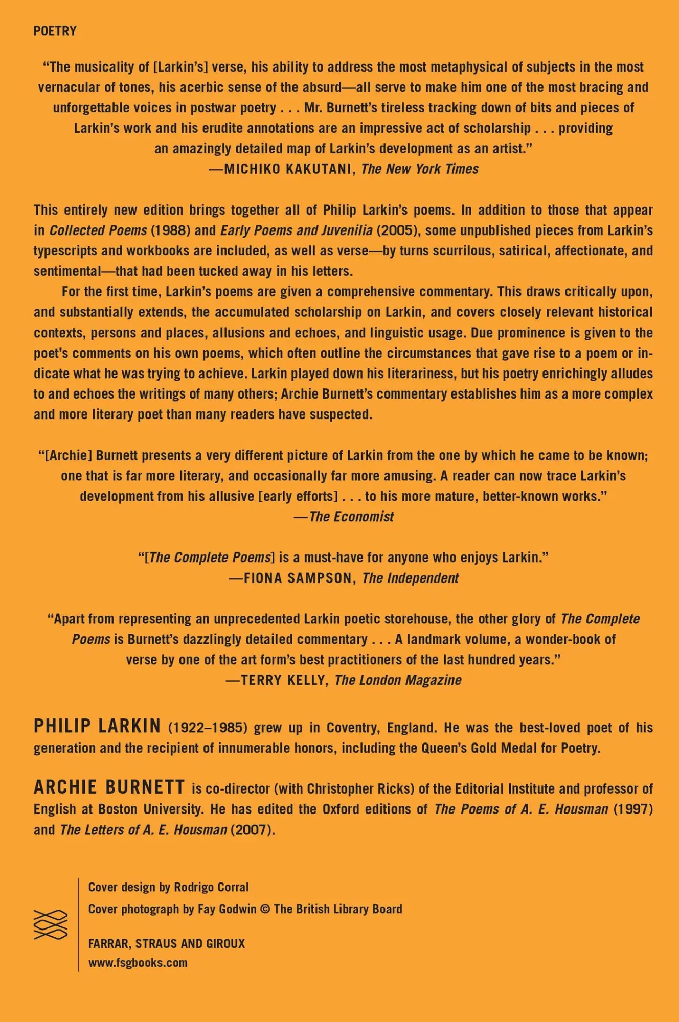 Rückseite: 9780374533663 | Philip Larkin: The Complete Poems | Philip Larkin | Taschenbuch | 2013