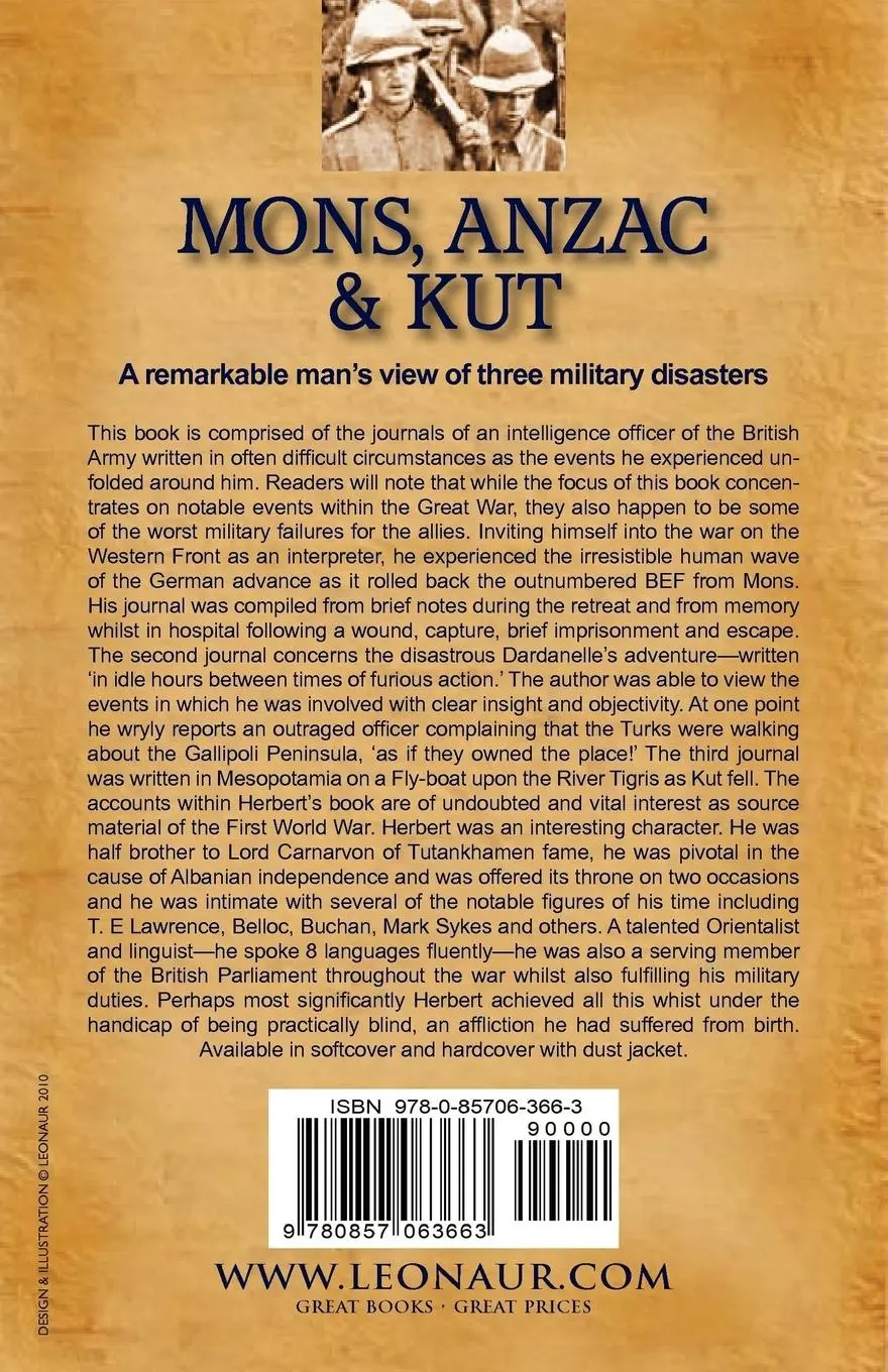 Rückseite: 9780857063663 | Mons, Anzac &amp; Kut | Aubrey Herbert | Taschenbuch | Englisch | 2010