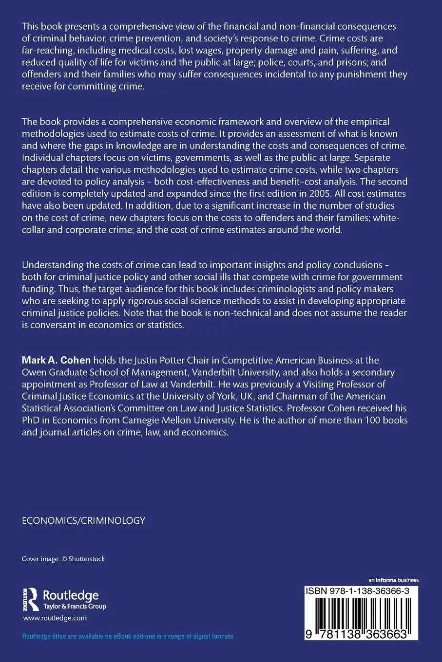 Rückseite: 9781138363663 | The Costs of Crime and Justice | Mark A. Cohen | Taschenbuch | 2020