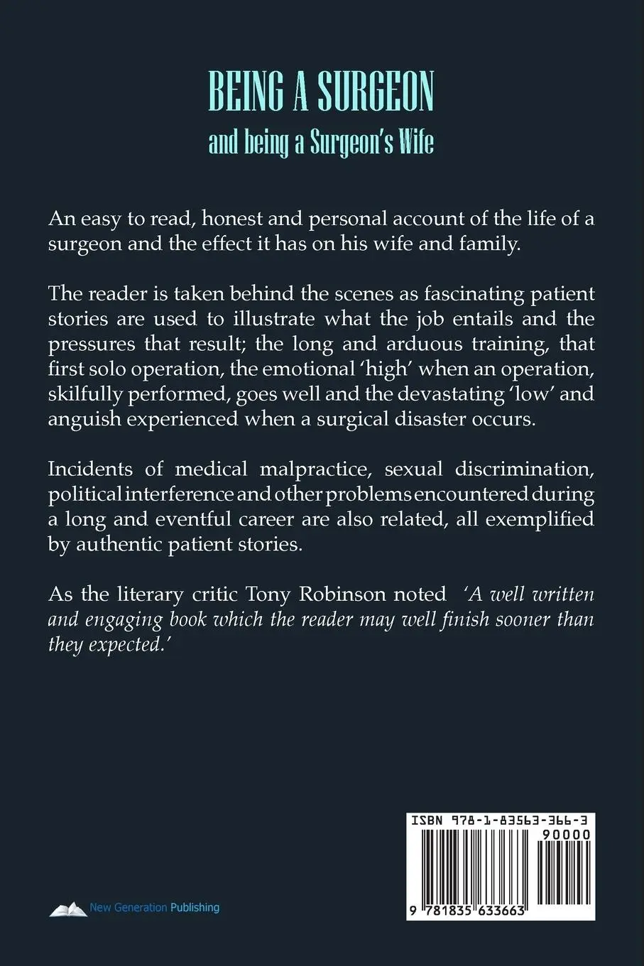 Rückseite: 9781835633663 | Being a Surgeon and Being a Surgeon's Wife | Peter Sykes (u. a.)
