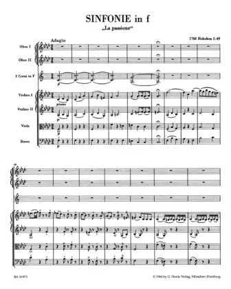 Cover: 9790006543663 | Sinfonie Nr. 49 in f-Moll »La passione« Hob. I: 49, Partitur | Haydn