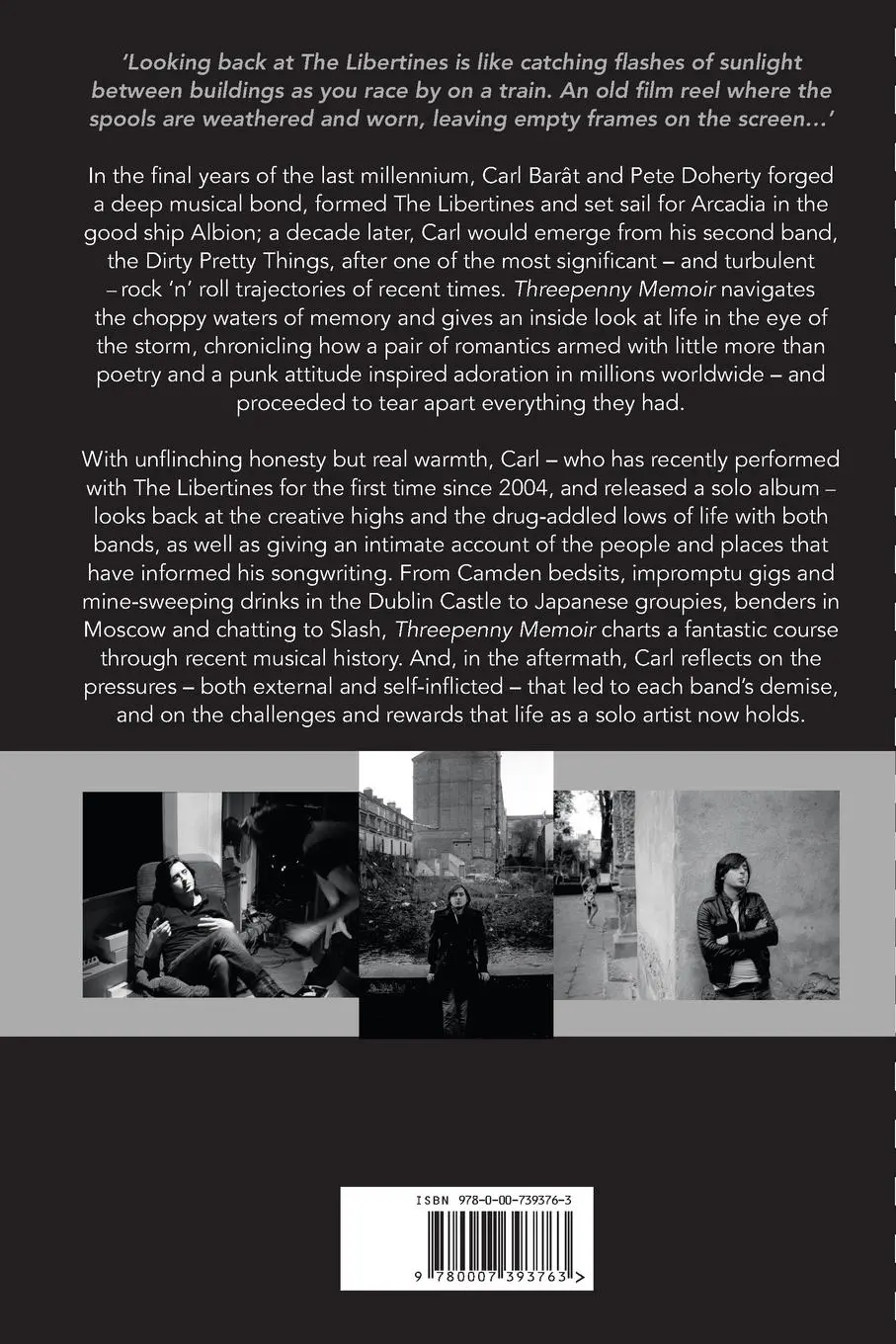 Rückseite: 9780007393763 | Threepenny Memoir | The Lives of a Libertine. Carl Bart | Carl Barat