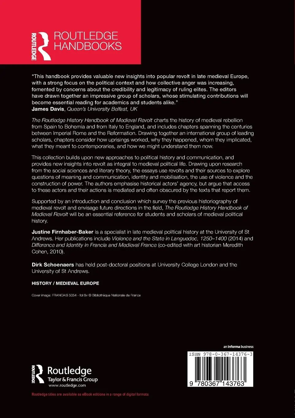 Rückseite: 9780367143763 | The Routledge History Handbook of Medieval Revolt | Taschenbuch | 2019