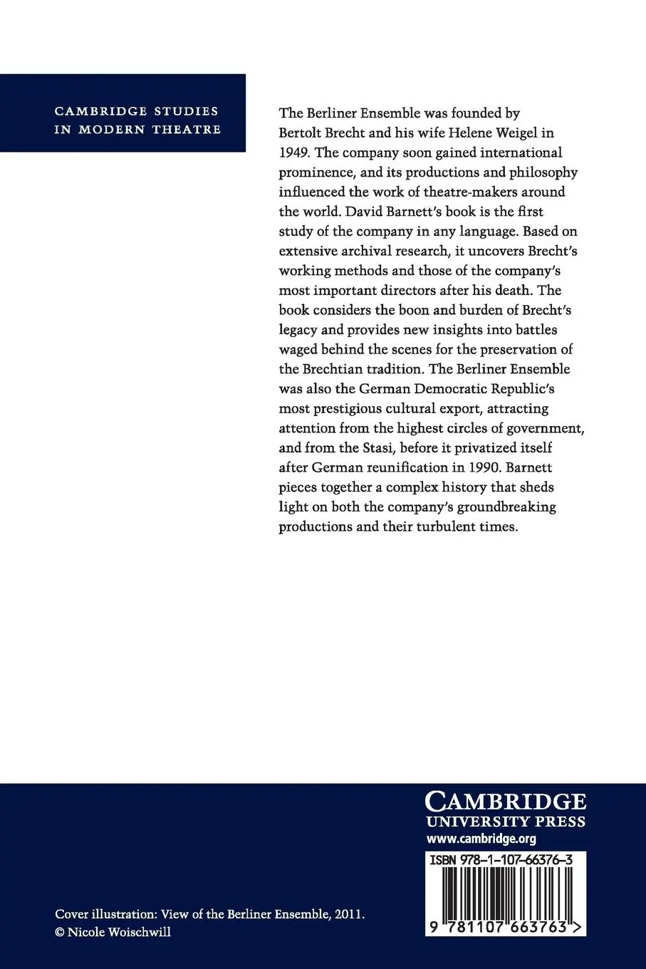 Rückseite: 9781107663763 | A History of the Berliner Ensemble | David Barnett | Taschenbuch