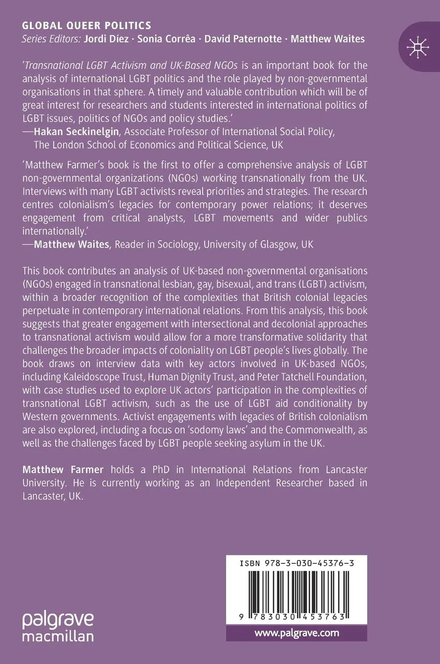 Rückseite: 9783030453763 | Transnational LGBT Activism and UK-Based NGOs | Colonialism and Power
