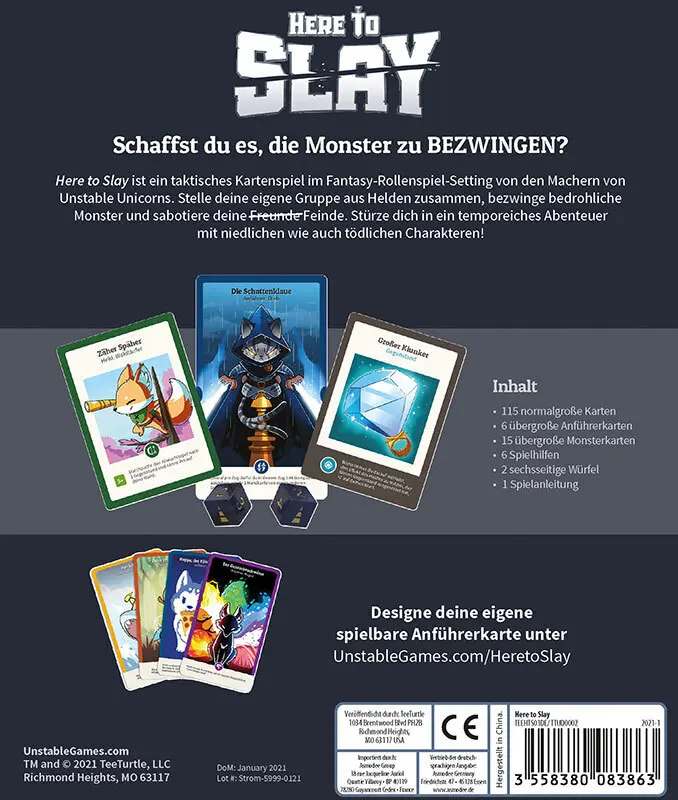 Bild: 3558380083863 | Here to Slay (Spiel) | Spiel | In Spielebox | TTUD0002 | Deutsch