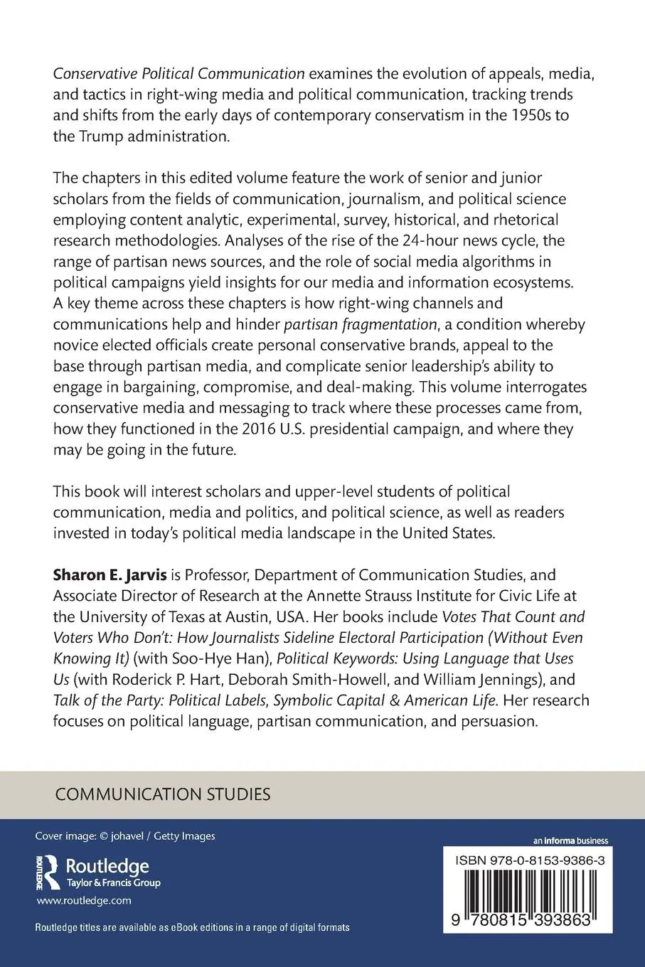 Rückseite: 9780815393863 | Conservative Political Communication | Sharon E. Jarvis | Taschenbuch