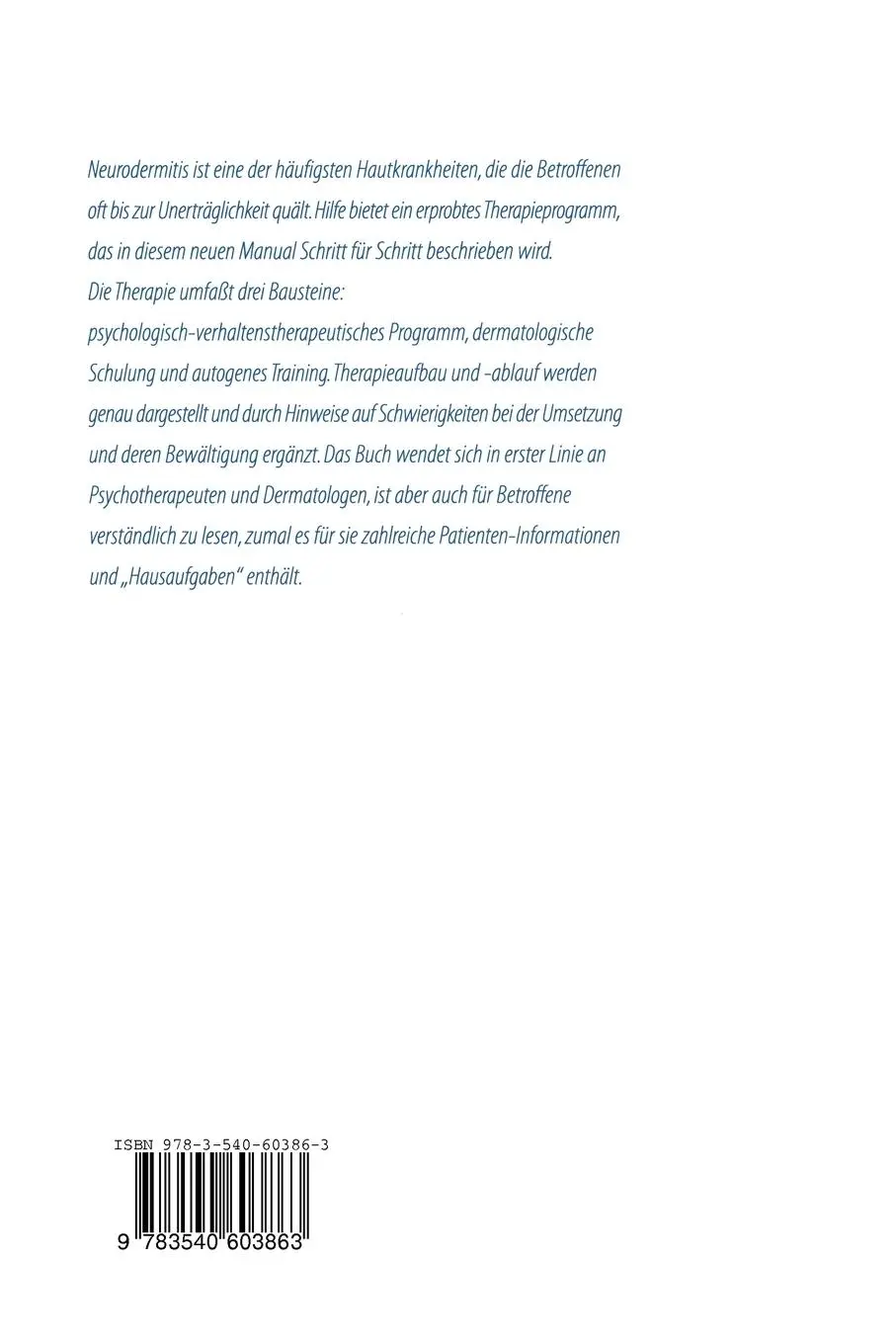 Rückseite: 9783540603863 | Neurodermitis bewältigen | Ulrich Stangier (u. a.) | Taschenbuch | xii