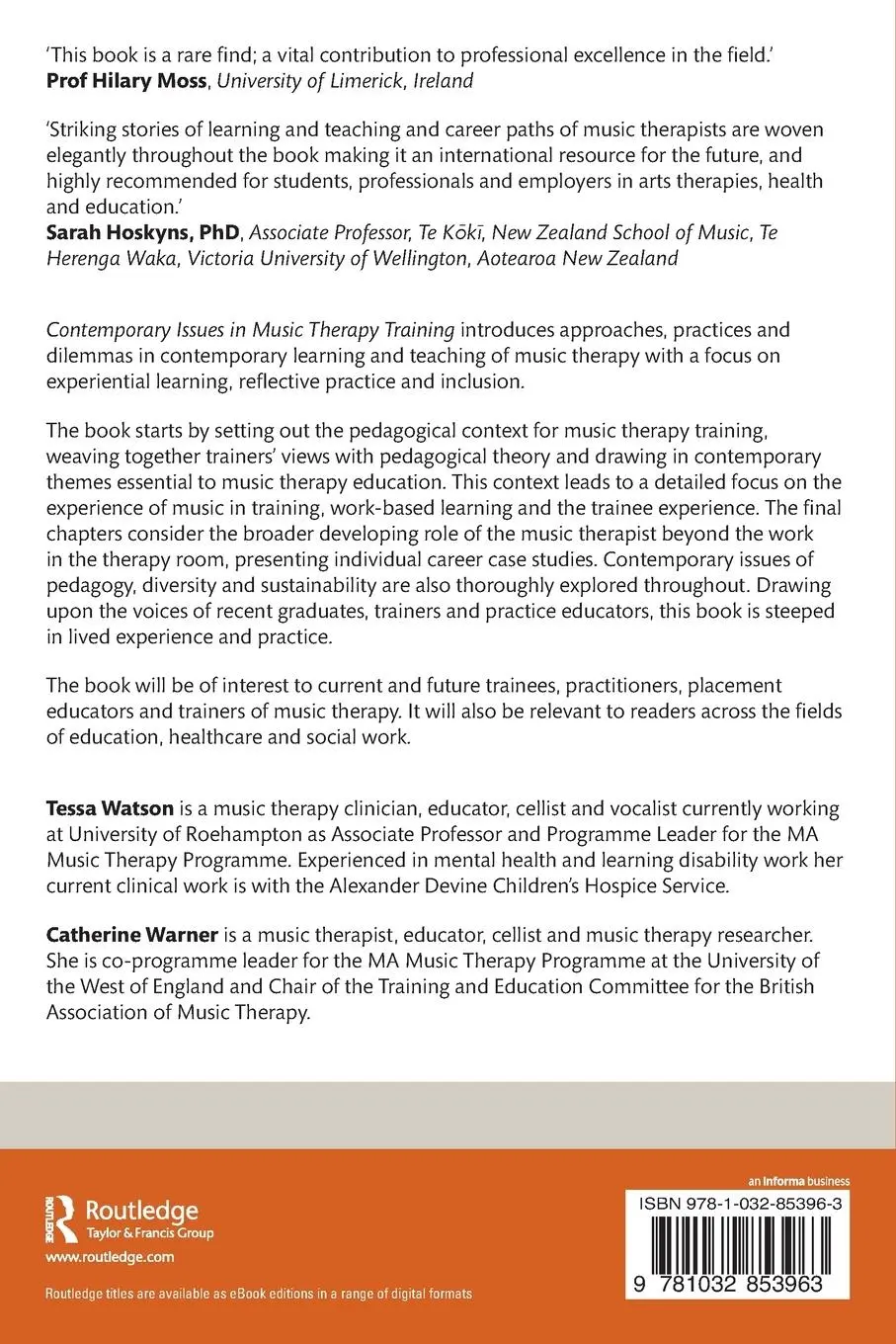 Rückseite: 9781032853963 | Contemporary Issues in Music Therapy Training | Tessa Watson (u. a.)