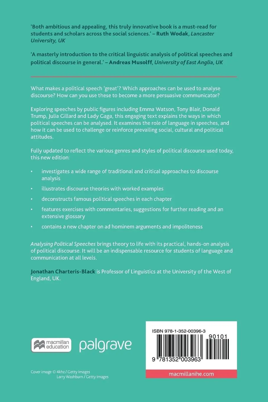 Rückseite: 9781352003963 | Analysing Political Speeches | Rhetoric, Discourse and Metaphor | Buch
