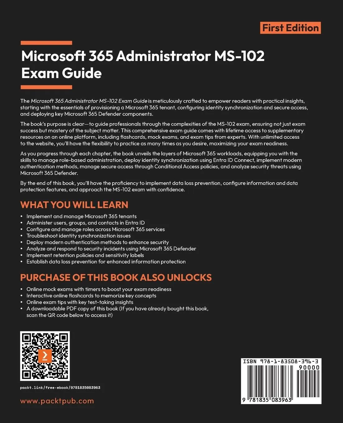 Rückseite: 9781835083963 | Microsoft 365 Administrator MS-102 Exam Guide | Aaron Guilmette | Buch