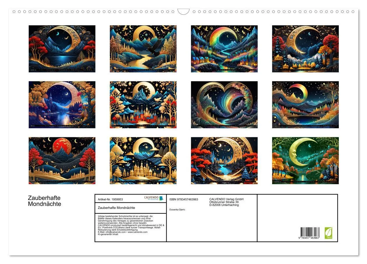 Bild: 9783457463963 | Zauberhafte Mondnächte (Wandkalender 2026 DIN A2 quer), CALVENDO...