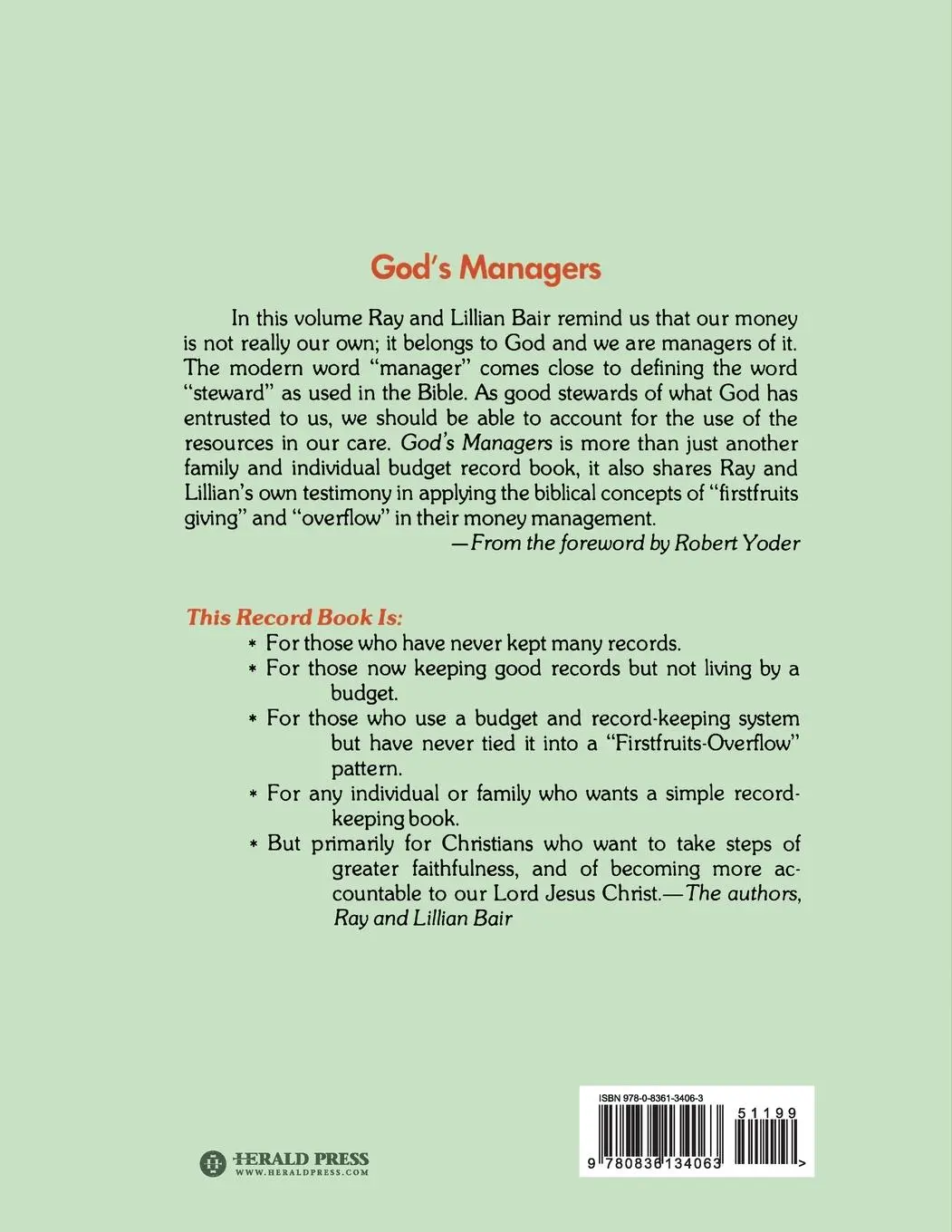 Rückseite: 9780836134063 | God's Managers | Ray Bair (u. a.) | Taschenbuch | Englisch | 2019