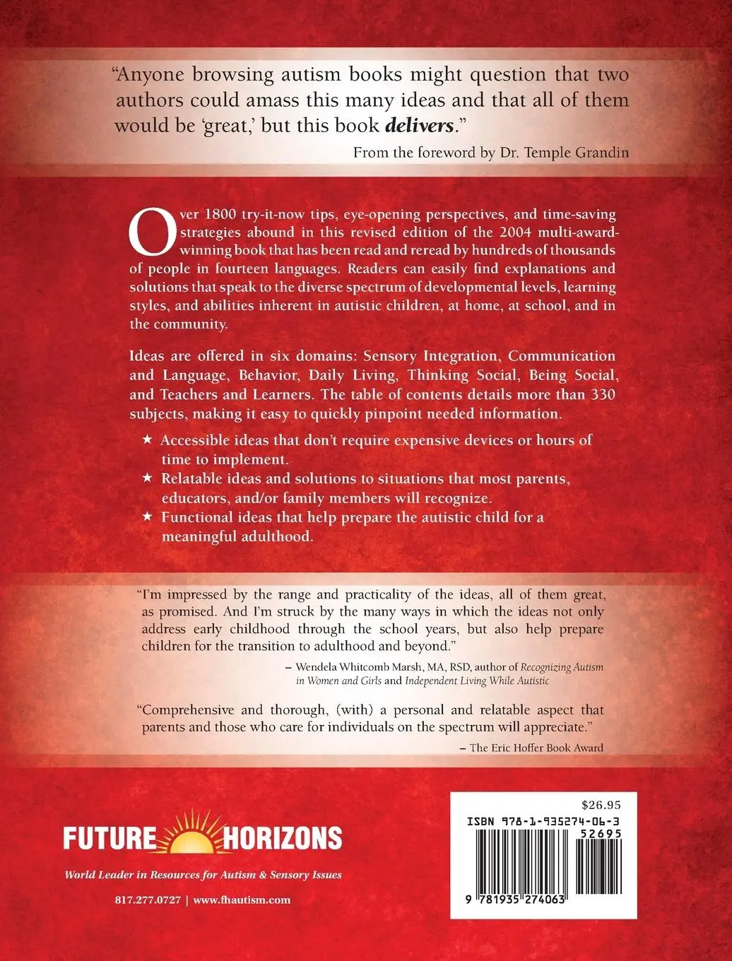 Rückseite: 9781935274063 | 1001 Great Ideas for Teaching and Raising Children with Autism | Buch