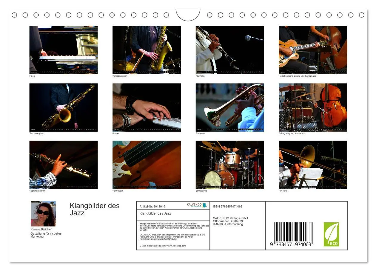Bild: 9783457974063 | Klangbilder des Jazz (Wandkalender 2026 DIN A4 quer), CALVENDO...