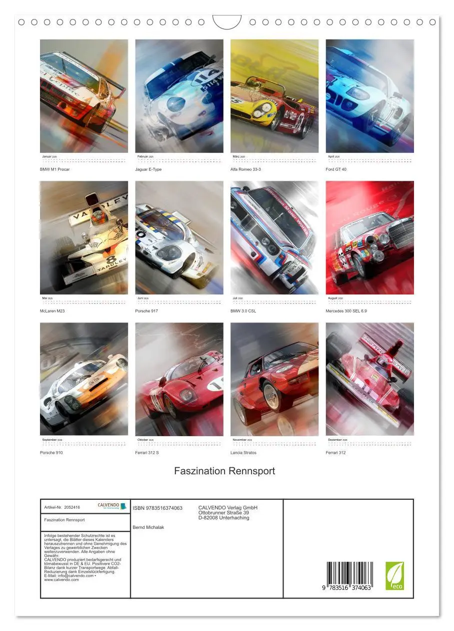 Bild: 9783516374063 | Faszination Rennsport (Wandkalender 2026 DIN A3 hoch), CALVENDO...