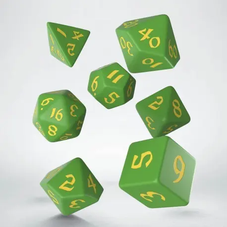 Cover: 5907699494163 | Classic Runic Green &amp; yellow Dice Set (7) | Auslaufartikel | QWOCLR2F