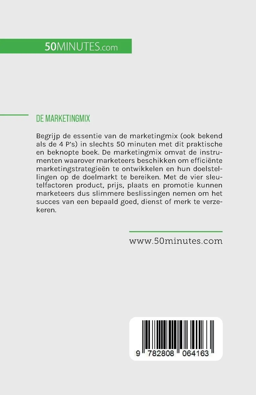 Rückseite: 9782808064163 | De marketingmix | Beheers de 4 P's van marketing | Morgane Kubicki