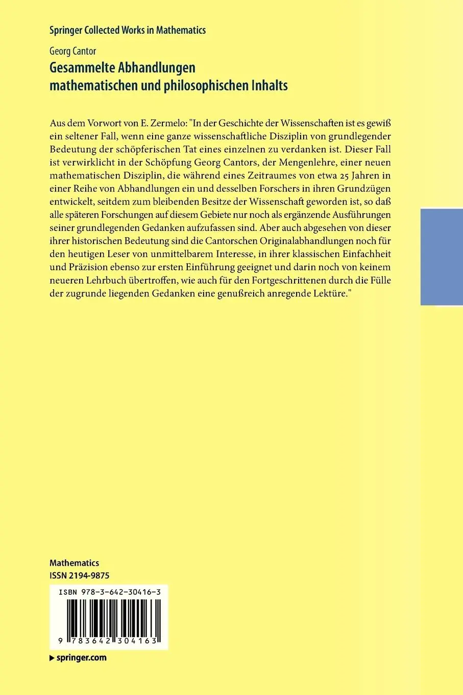 Rückseite: 9783642304163 | Gesammelte Abhandlungen mathematischen und philosophischen Inhalts