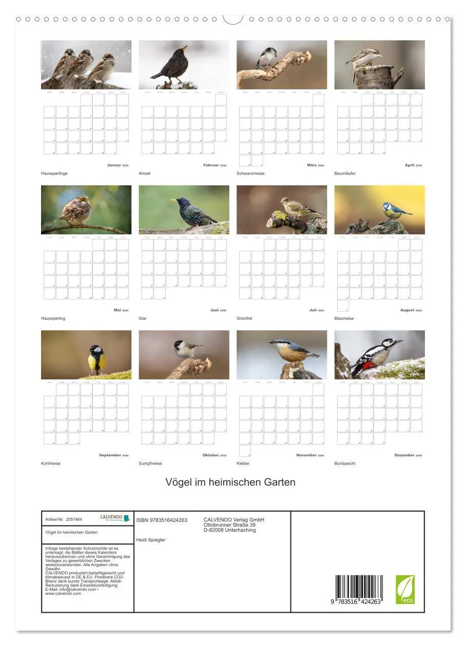Bild: 9783516424263 | Vögel im heimischen Garten (hochwertiger Premium Wandkalender 2026...