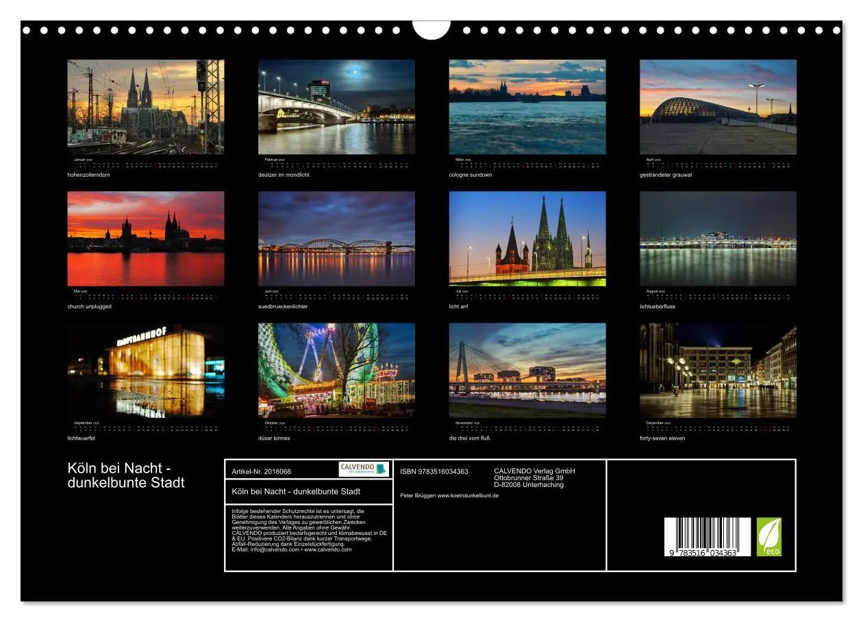 Bild: 9783516034363 | Köln bei Nacht - dunkelbunte Stadt (Wandkalender 2026 DIN A3 quer),...