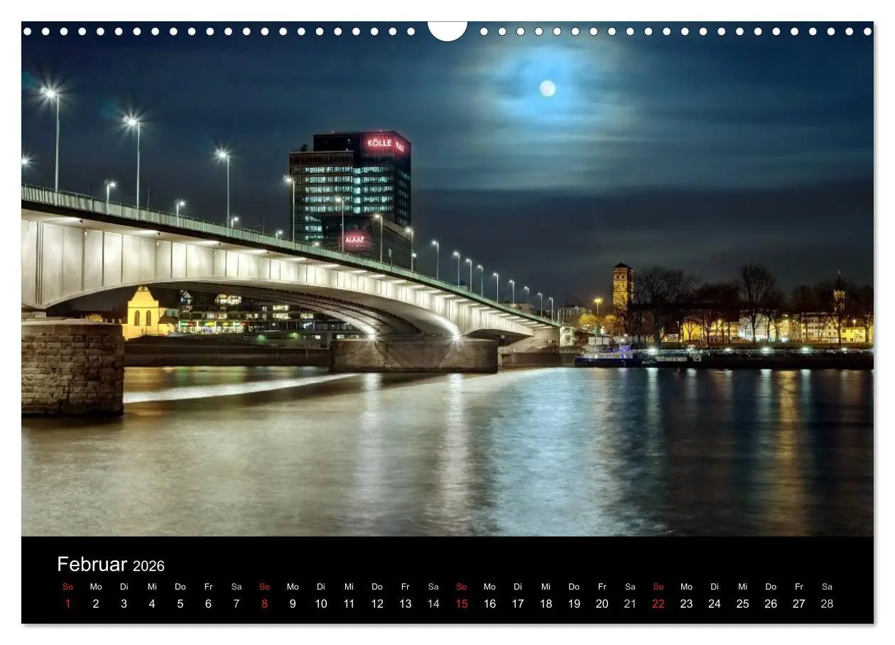 Bild: 9783516034363 | Köln bei Nacht - dunkelbunte Stadt (Wandkalender 2026 DIN A3 quer),...