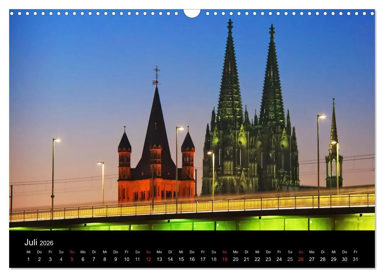 Bild: 9783516034363 | Köln bei Nacht - dunkelbunte Stadt (Wandkalender 2026 DIN A3 quer),...