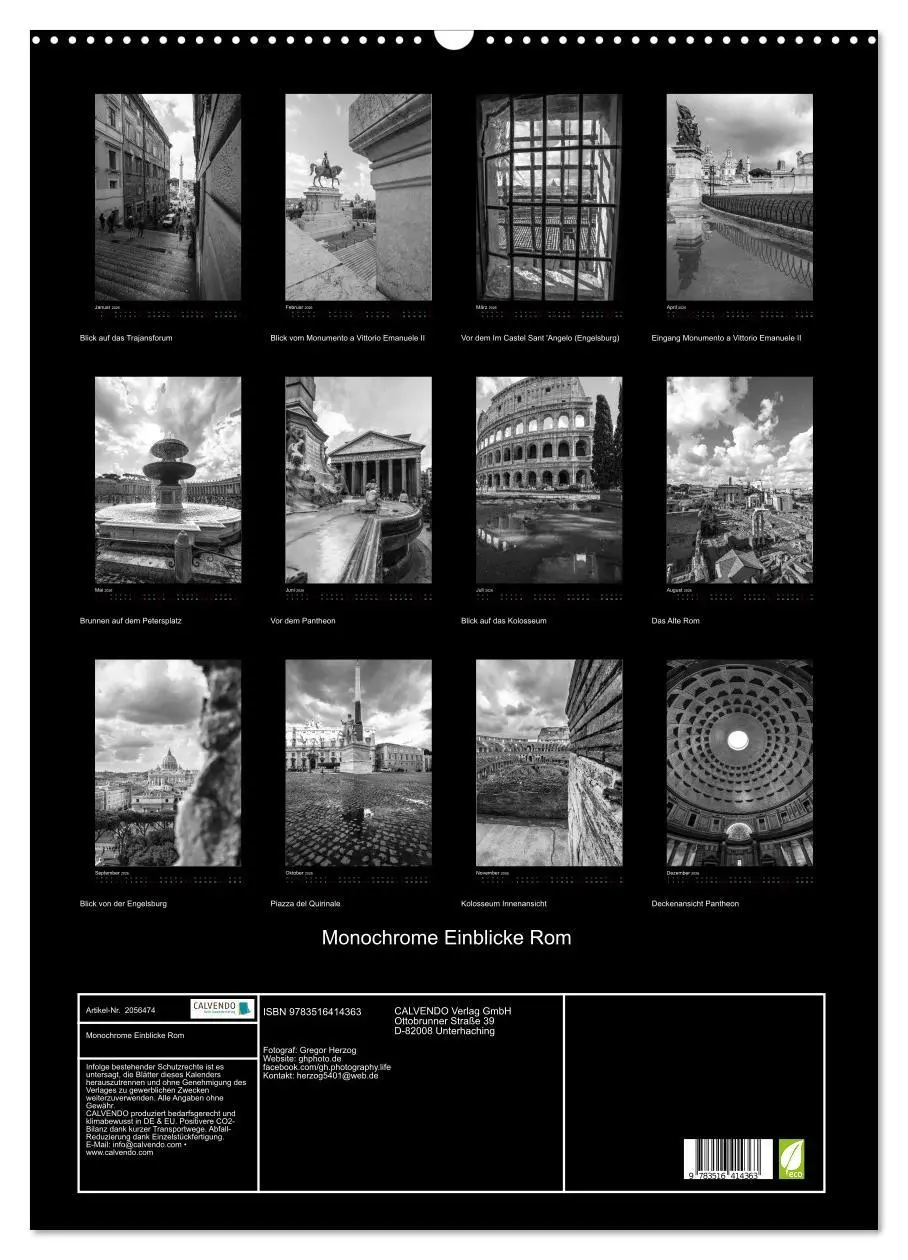 Bild: 9783516414363 | Monochrome Einblicke Rom (Wandkalender 2026 DIN A2 hoch), CALVENDO...