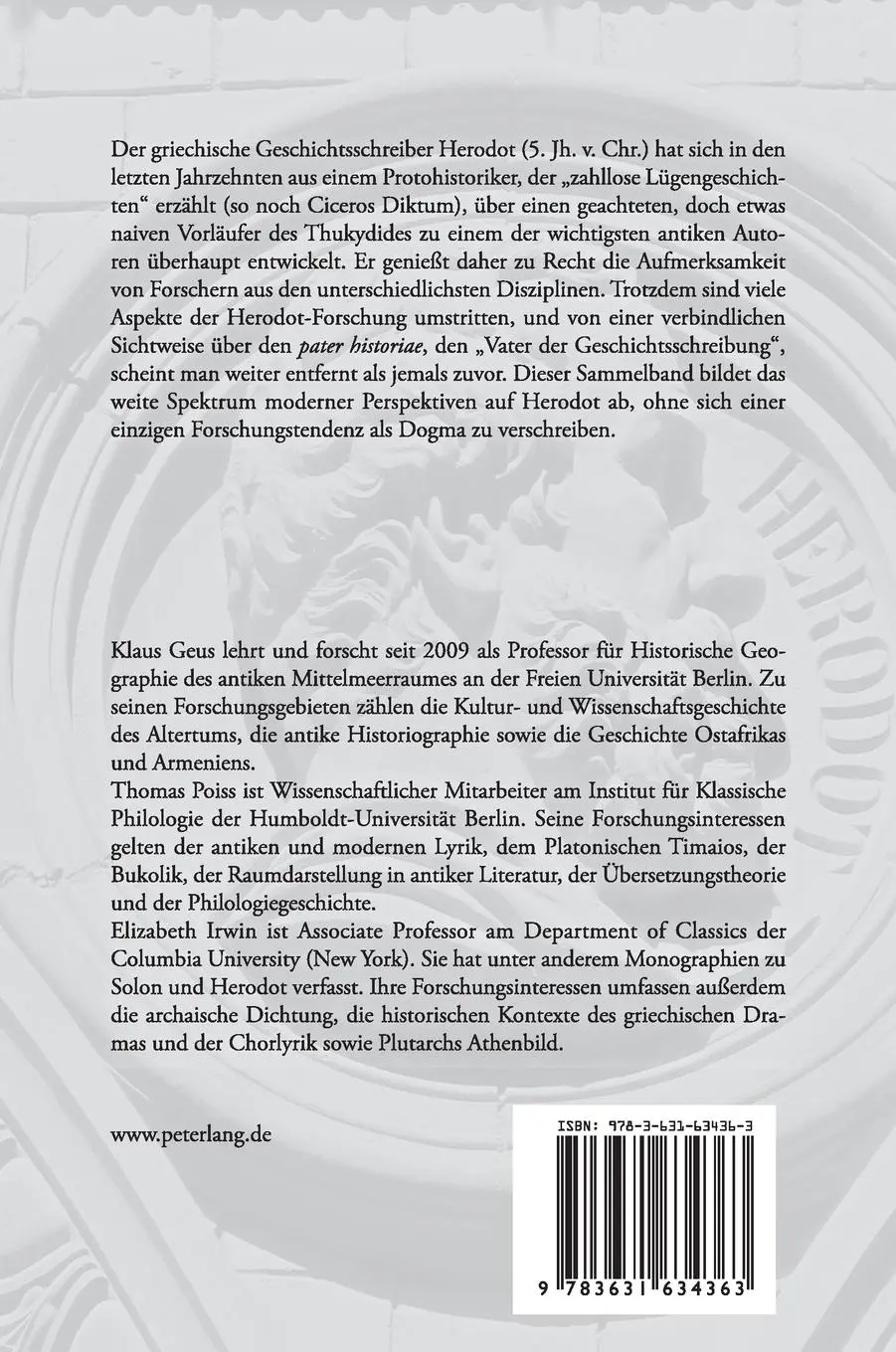 Rückseite: 9783631634363 | Herodots Wege des Erzählens | Logos und Topos in den "Historien"