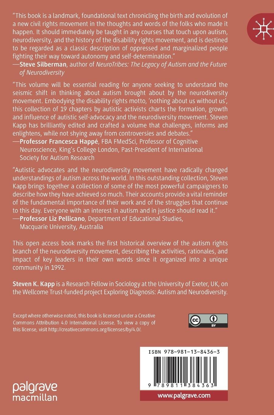 Rückseite: 9789811384363 | Autistic Community and the Neurodiversity Movement | Steven K. Kapp