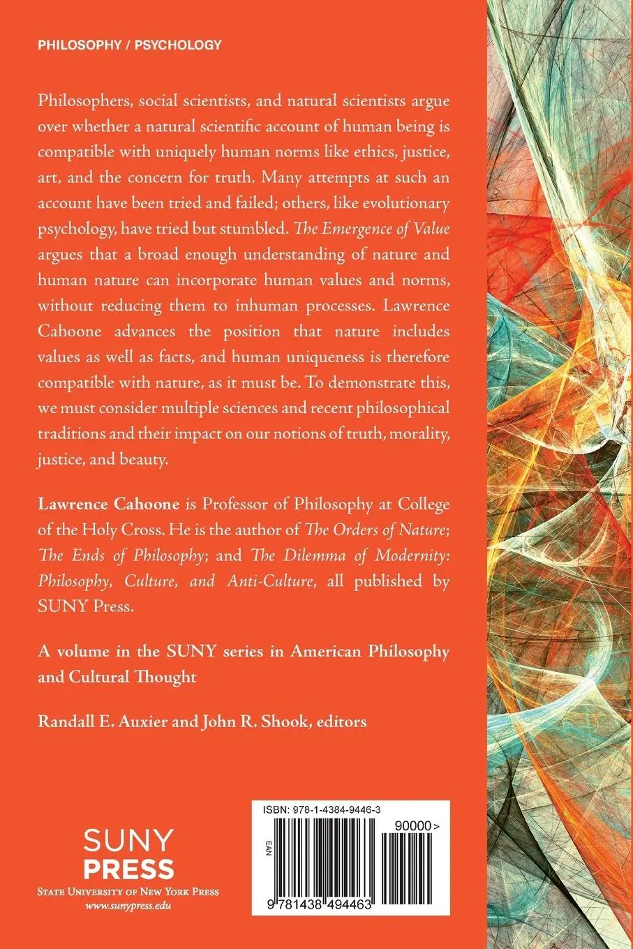 Rückseite: 9781438494463 | The Emergence of Value | Human Norms in a Natural World | Cahoone