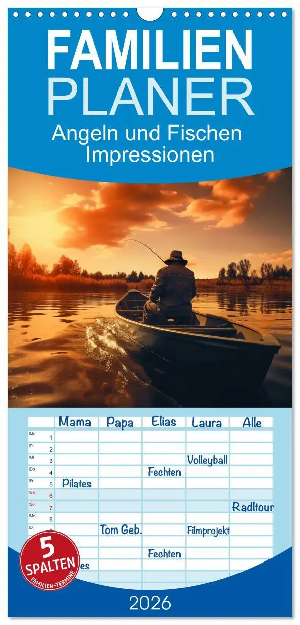 Cover: 9783516494563 | Familienplaner 2026 - Angeln und Fischen Impressionen mit 5 Spalten...