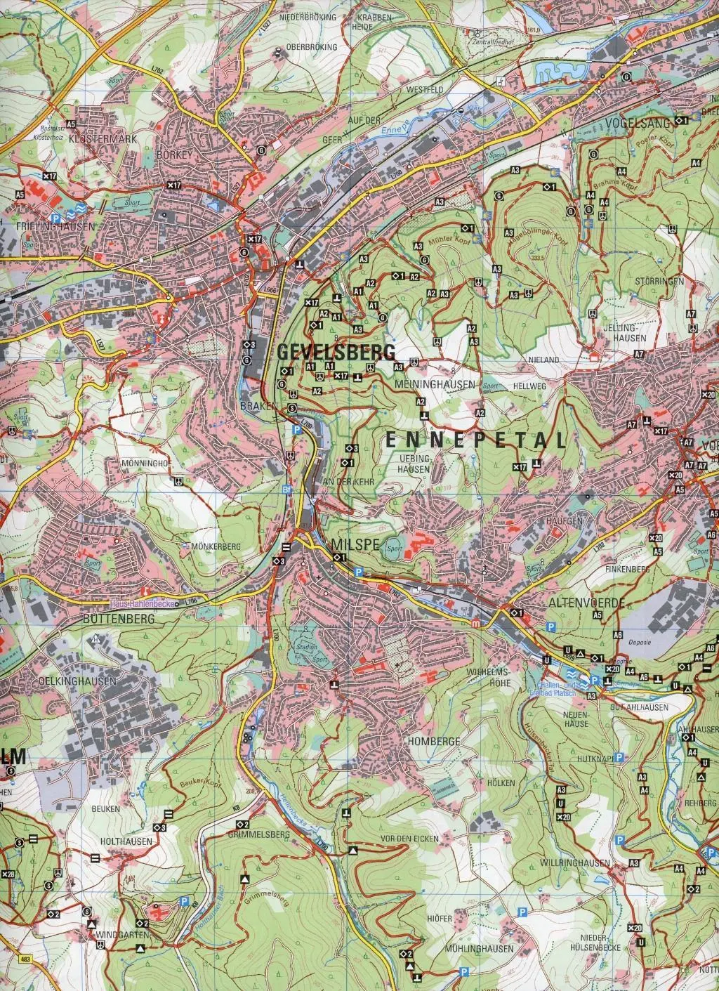 Bild: 9783936184563 | NRW Wanderkarte 17 Hagen, Gevelsberg, Iserlohn, Witten 1 : 25 000
