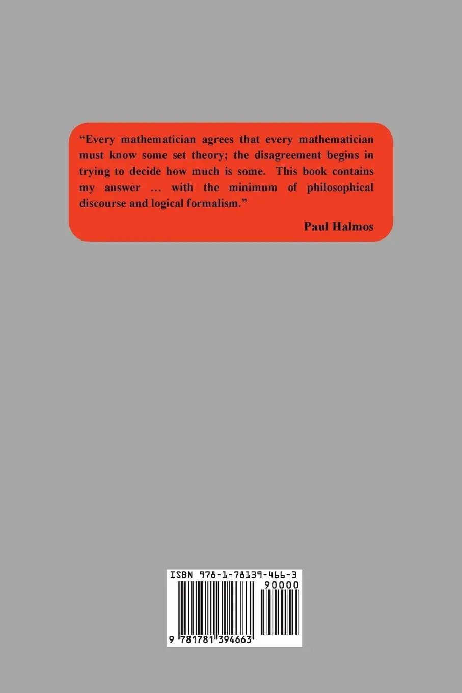 Rückseite: 9781781394663 | Naive Set Theory | Paul R. Halmos | Taschenbuch | Englisch | 2015