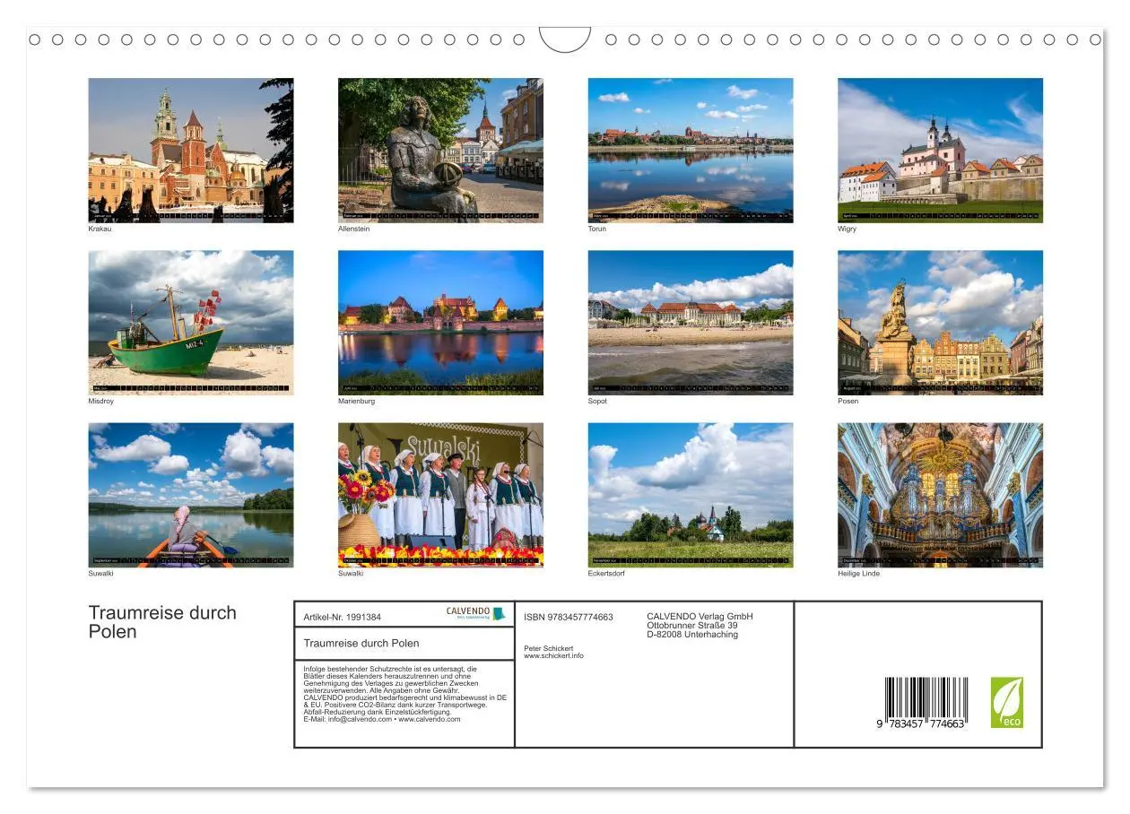Bild: 9783457774663 | Traumreise durch Polen (Wandkalender 2026 DIN A3 quer), CALVENDO...