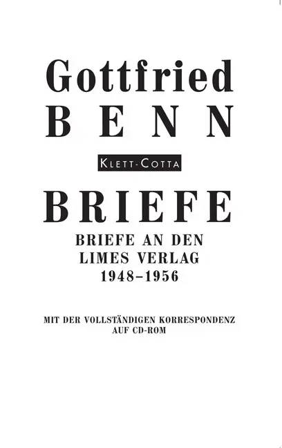 Cover: 9783608934663 | Briefe (Briefe) | Briefe an den Limes Verlag 1948-1956 | Benn | Buch