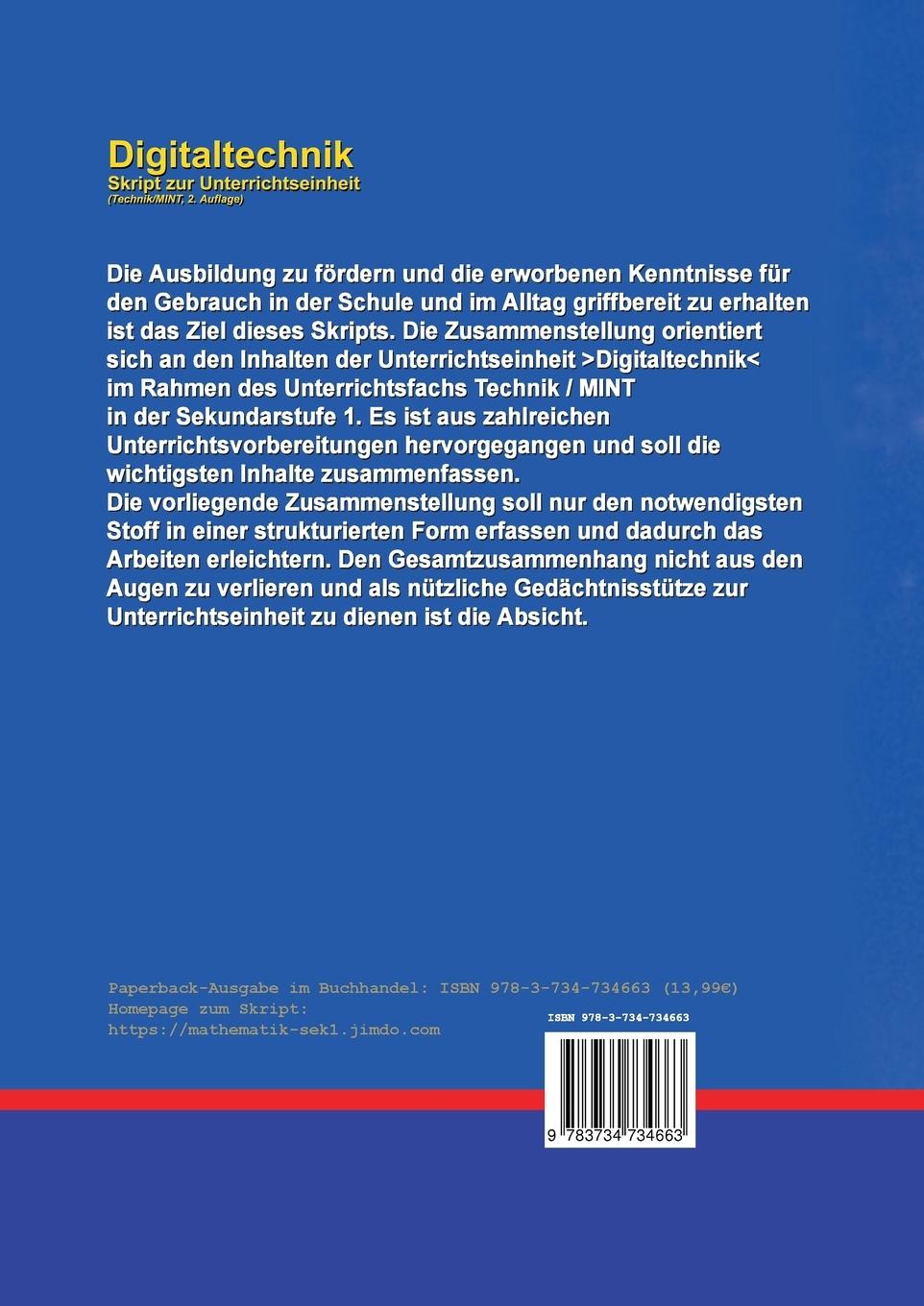Rückseite: 9783734734663 | Digitaltechnik | Skript zur Unterrichtseinheit Technik | Andreas Rueff